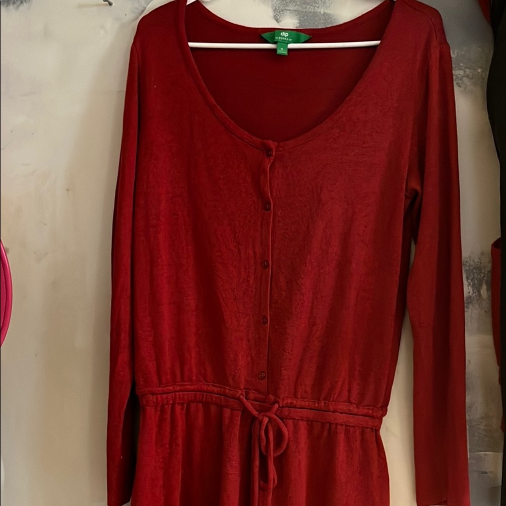 Dip Red Jumpsuit with Elegant Design